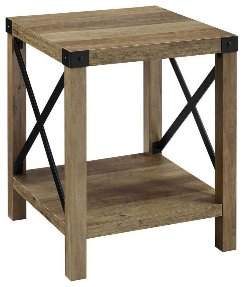 Walker Edison AF18MXSTRO Rustic Wood Side Table  Reclaimed Barnwood   Industrial   Side Tables And End Tables   by Shop Chimney  Houzz