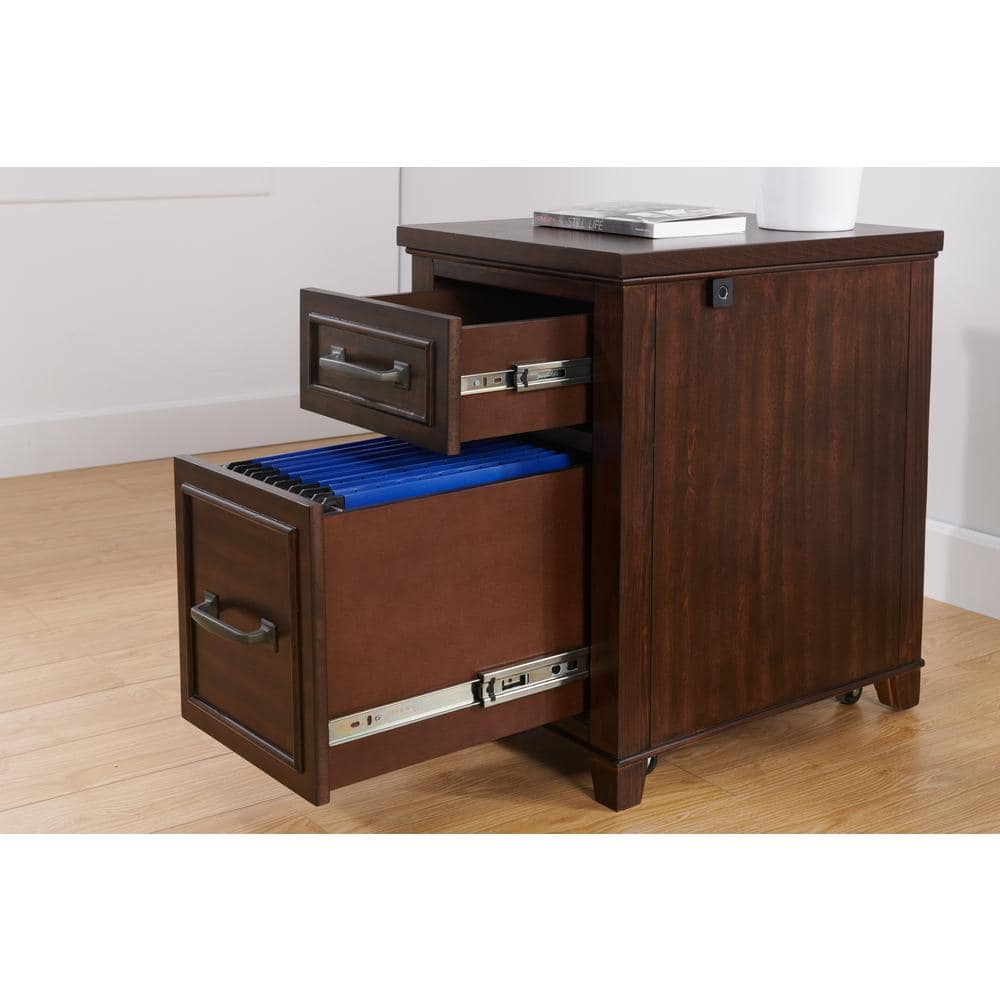 Martin Svensson Home Del Mar Coffee Walnut 2-Drawer File Cabinet with Fingerprint Lock 7102809