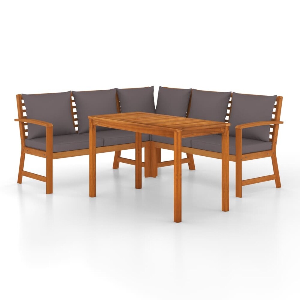 vidaXL 4/5/6/7/9/11 Piece Patio Dining Set with Cushions Solid Wood Acacia