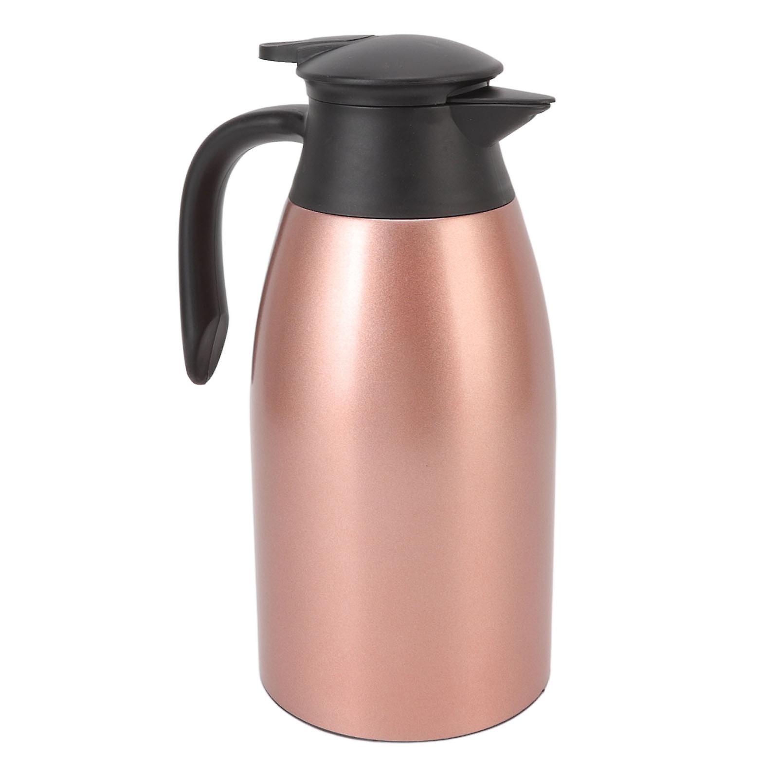 Tea Vacuum Pot 304 Stainless Steel Leakproof Lid 2L Capacity Portable Handle Easy Cleaning Coffee Insulated Vacuum Dispenser Rose Gold