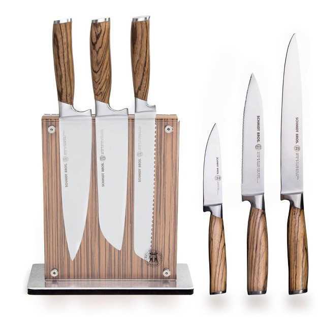 Schmidt Brothers Cutlery Zebra Wood 7pc Knife Block Set