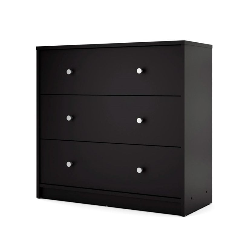 Atlin Designs Contemporary 3 Drawer Wooden Chest Dresser in Black