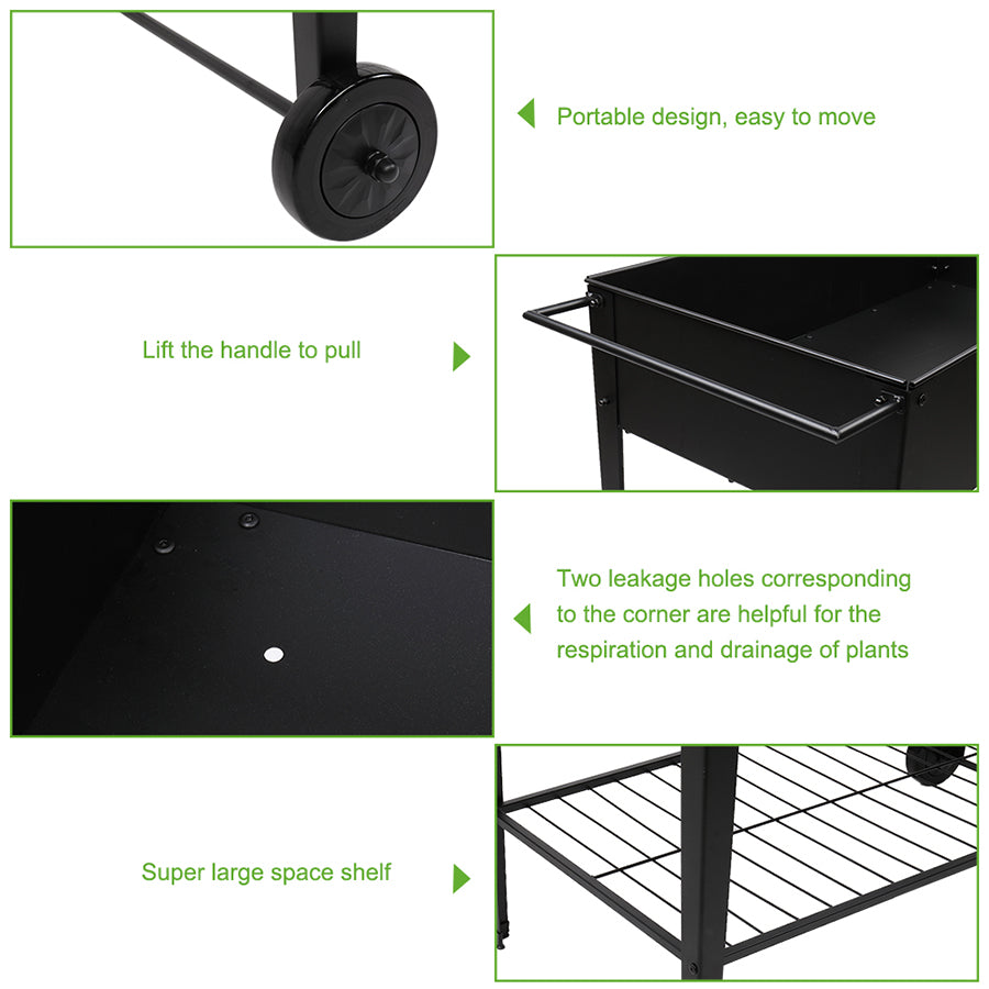 ES Raised Planter Box with Legs Wheels Garden Bed Outdoor Elevated Growing Standing Bed for Vegetables Flower Herb Backyard Patio Balcony