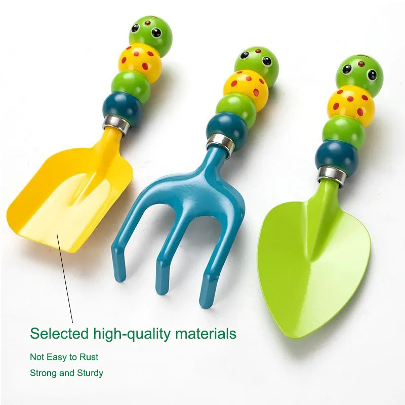 Customized  New Design 3PCS Mini Chidren Garden Tool Set with ABS Plastic Handle for Kids Rake Shovel  Garden Tool Set