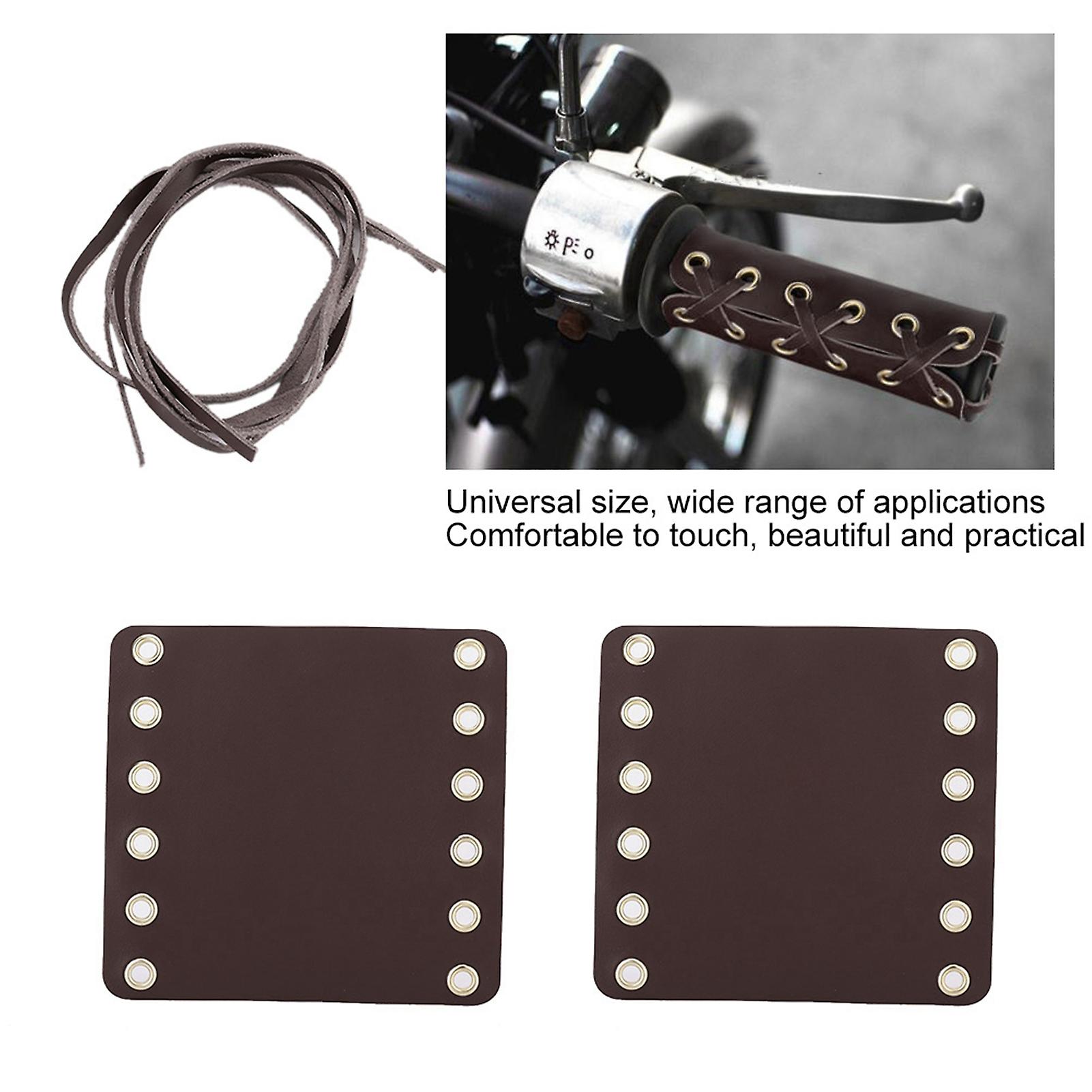 Motorcycle Leather Handlebar Hand Grip Covers Motorcycle Modification Accessories(brown)