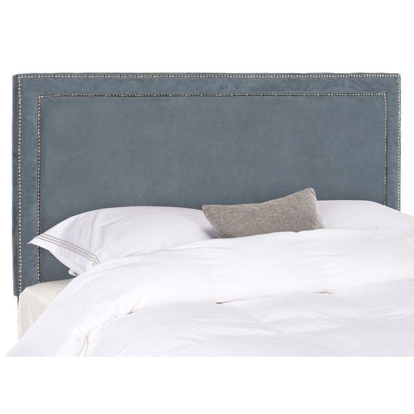 SAFAVIEH Cory Grey Velvet Upholstered Headboard - Silver Nailhead (Queen) - - 7402064