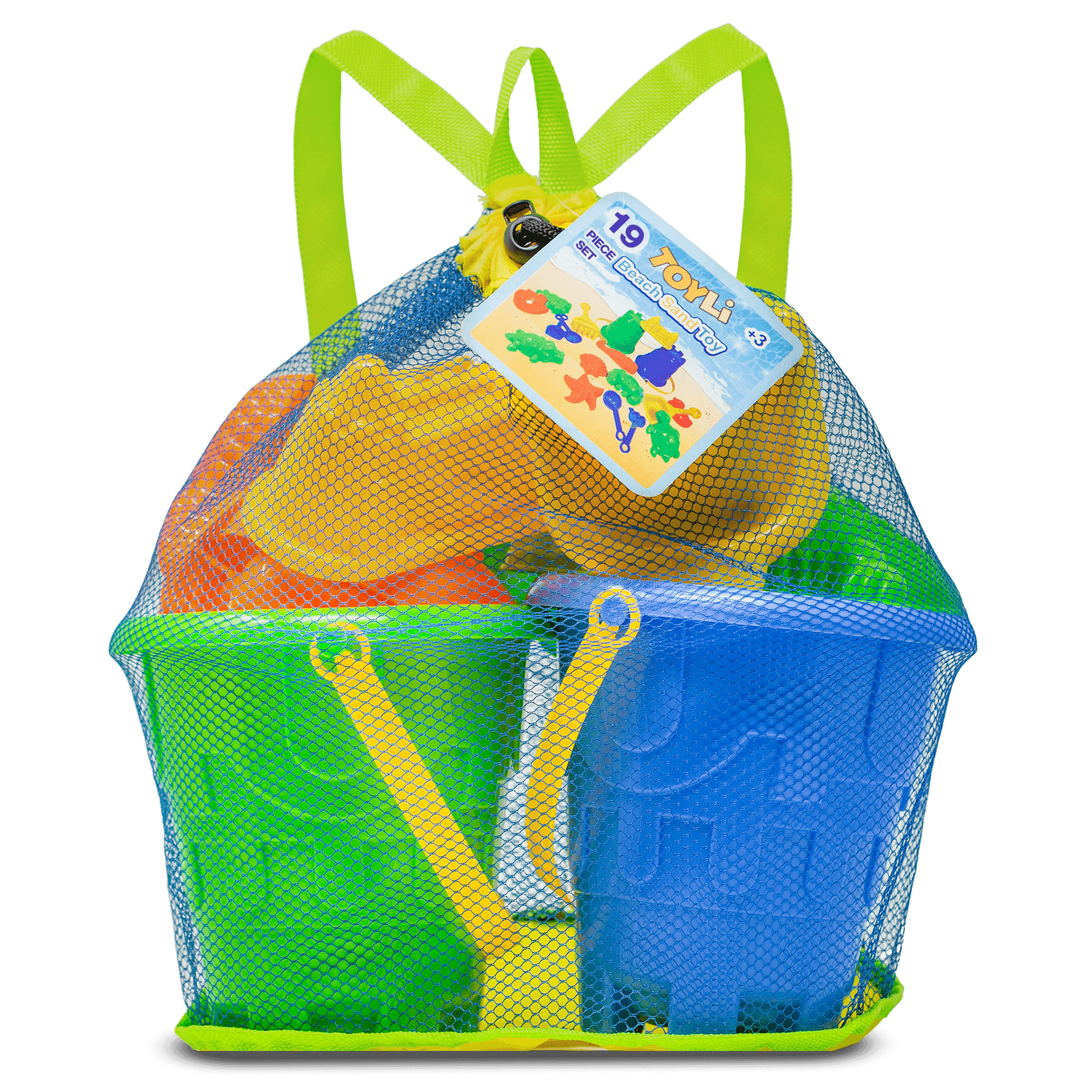 TOYLI Sand Toys Beach Set 19 Pieces, Sand Buckets, Molds, Pail and Shovel Set for Kids Beach Toys