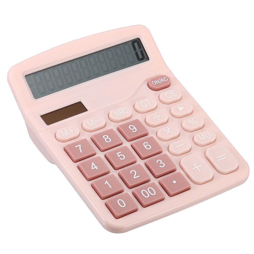 Desk Calculator 12 Digits Large LCD Display Electronic Calculator Pink