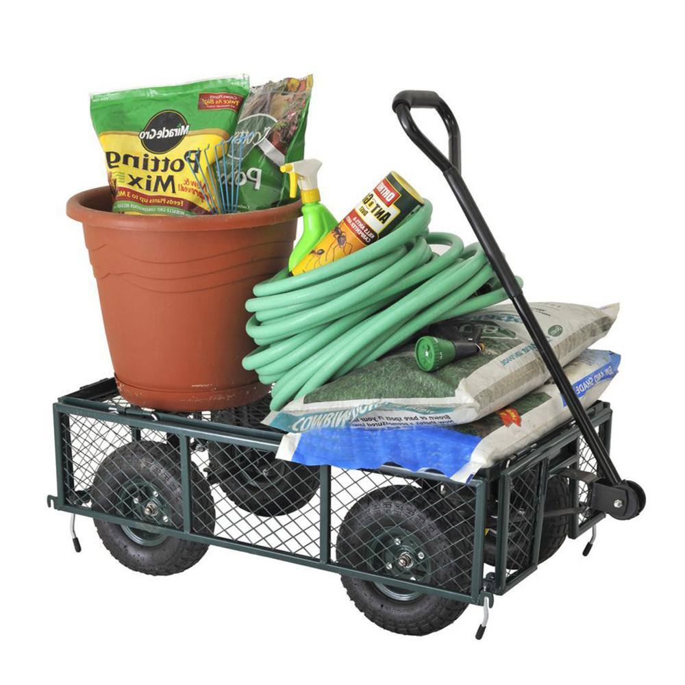 Tatahance Metal 4-Wheeled Folding Utility Hand Cart in Grass Green W22721203-Z