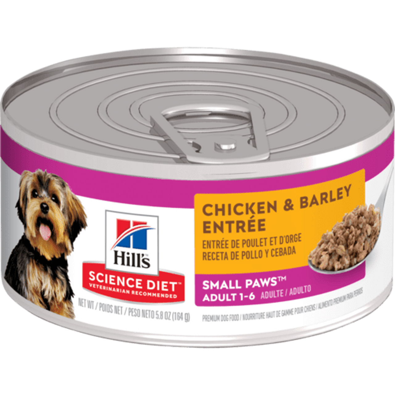 Hill's Science Diet Adult Small Paws Chicken and Barley Entree Canned Dog Food， 5.8 Oz.