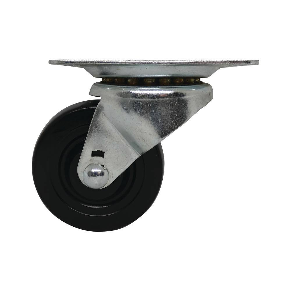 Everbilt 4 in. Black Soft Rubber and Steel Swivel Plate Caster with 225 lbs. Load Rating 49480