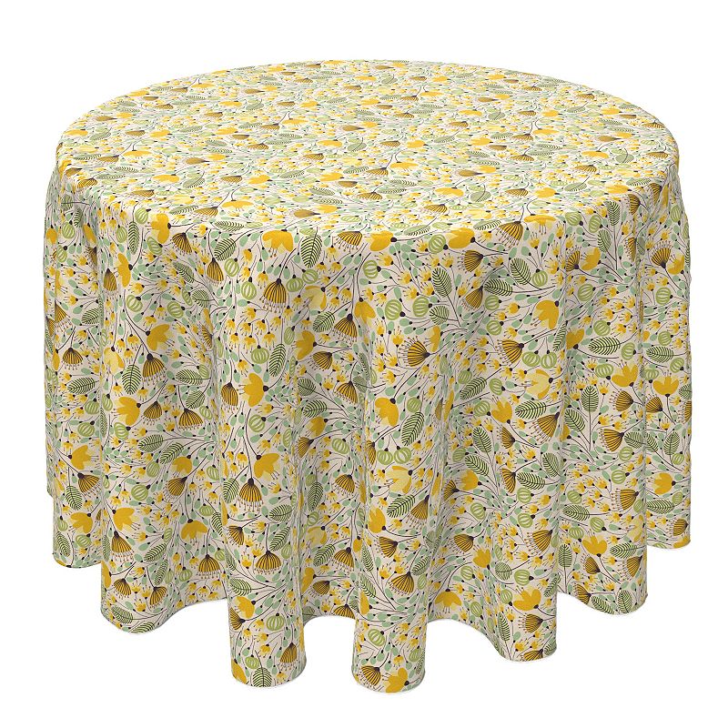 Round Tablecloth， 100% Cotton， 60 Round， Nature Garden