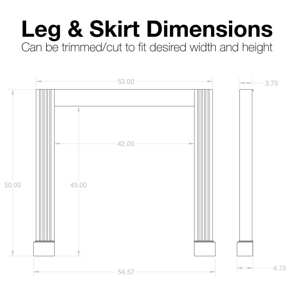 EVERMARK Expressions 53 in. x 50 in. Oak Stain Grade Leg and Skirt Kit LSKTR-SGDKT