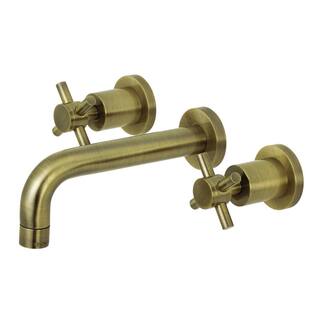 Kingston Brass Concord 2-Handle Wall-Mount Bathroom Faucets in Antique Brass HKS8123DX