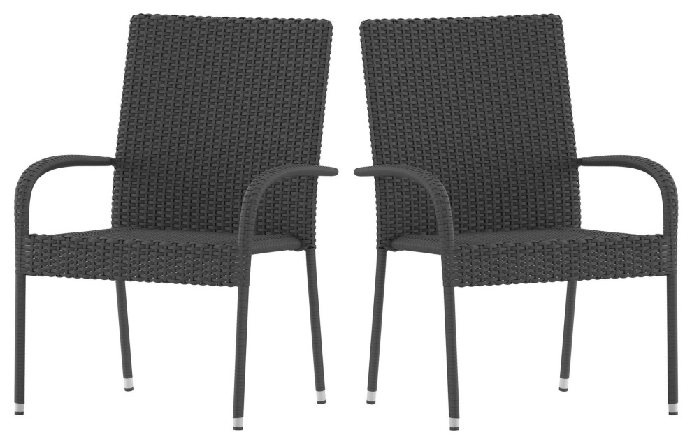 Gray Patio ArmChairs  Set of 2   Tropical   Outdoor Dining Chairs   by Kolibri Decor  Houzz