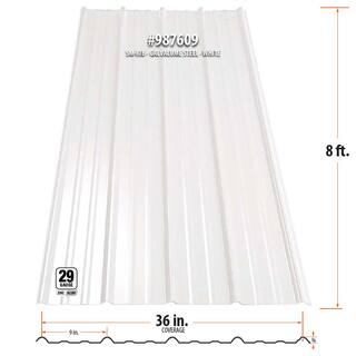 Gibraltar Building Products 8 ft. SM-Rib Galvalume Steel 29-Gauge RoofSiding Panel in White 987609