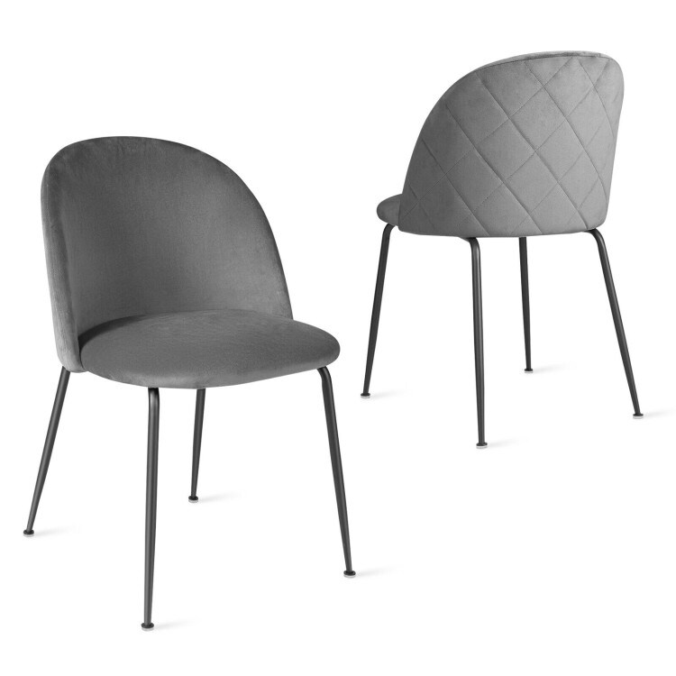 Set of 2 Upholstered Velvet Dining Chair with Metal Base for Living Room   19.5\