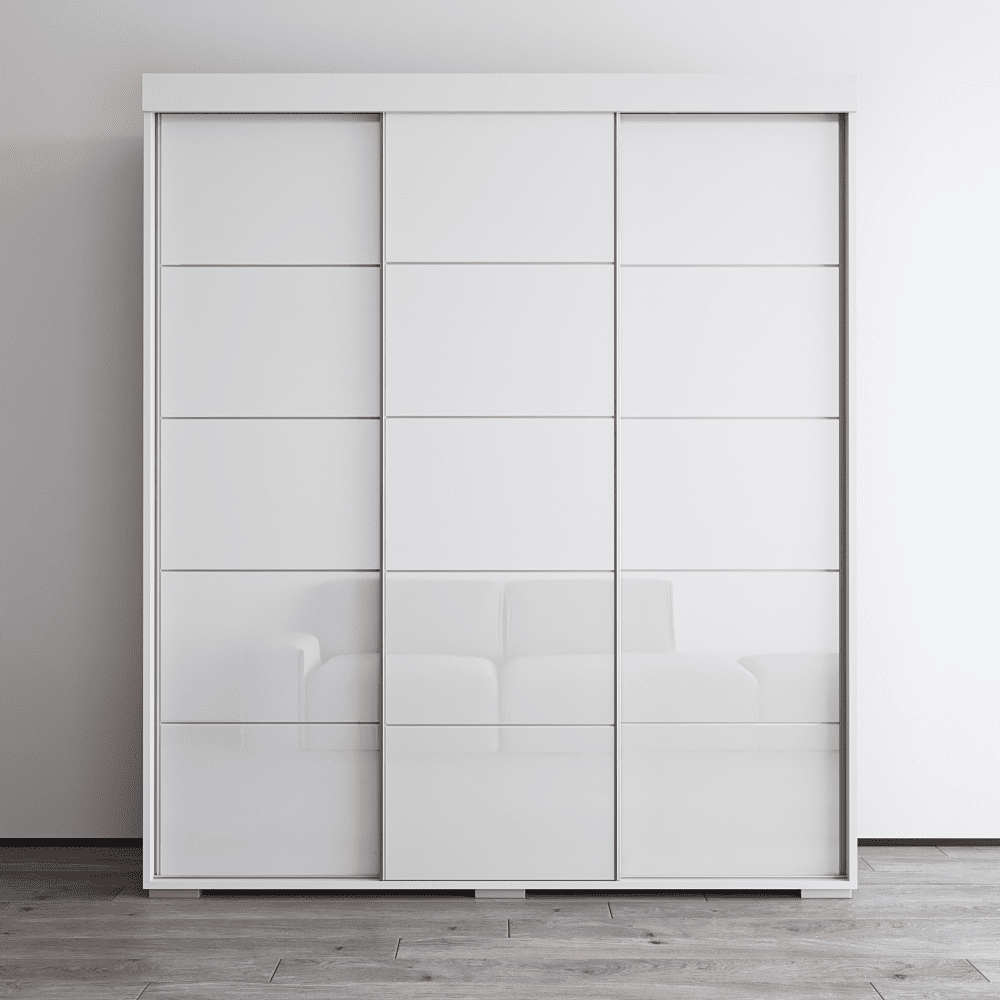 Aria 3 Door 71" Modern High Gloss Wardrobe Armoire, White