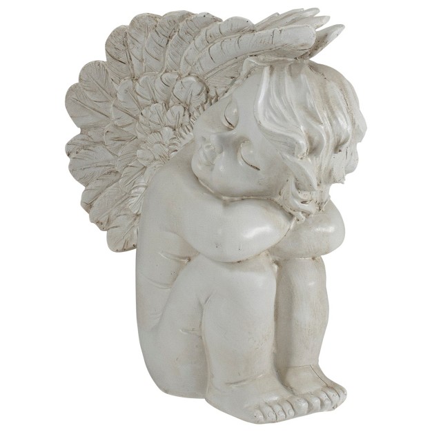 Ivory Right Facing Sleeping Cherub Angel Outdoor Garden Statue