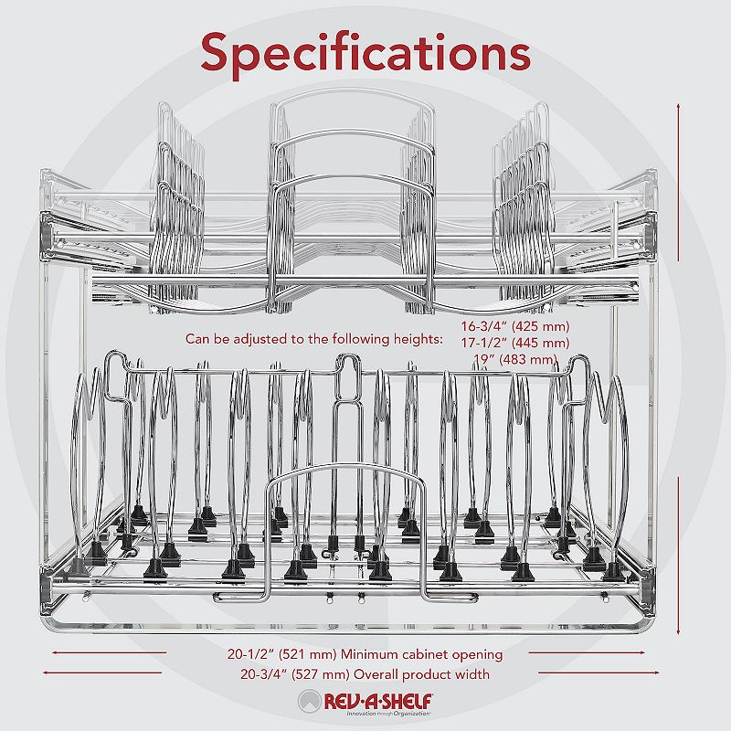 Rev-a-shelf Pull Out Cabinet Pot And Pan Organzier， 21 Width， 5cw2-2122-cr