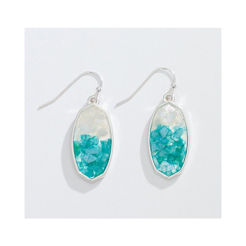 Periwinkle by Barlow  Turquoise and White Glitter Resin - Earrings