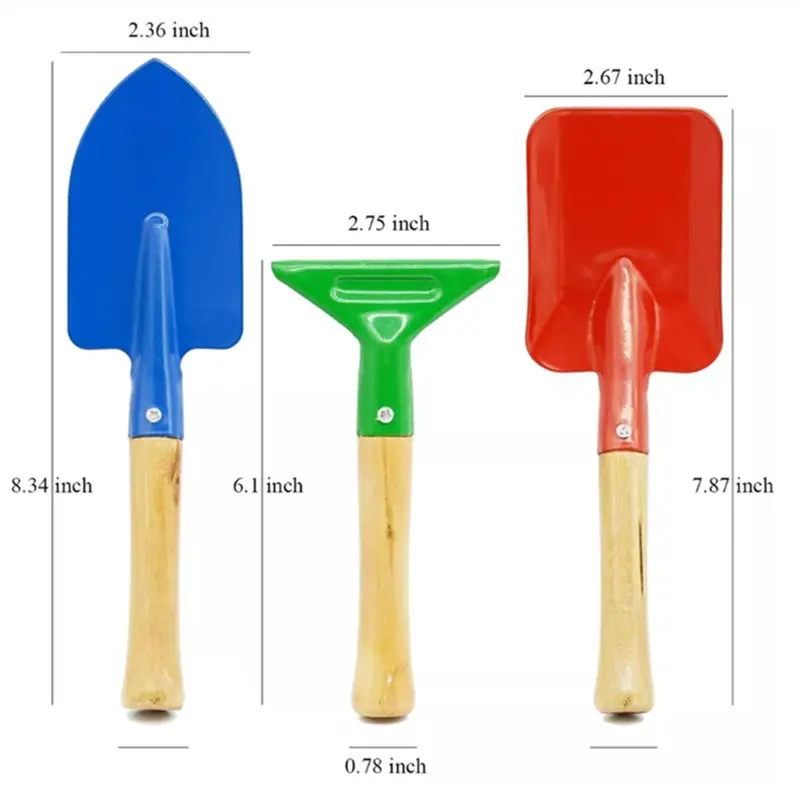 Mini garden tool trowel shovel rake set colorful 3pcs garden tool set children's play gifts