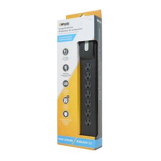 Woods 7-Outlet Surge Protector with Safety Overload Feature 41496