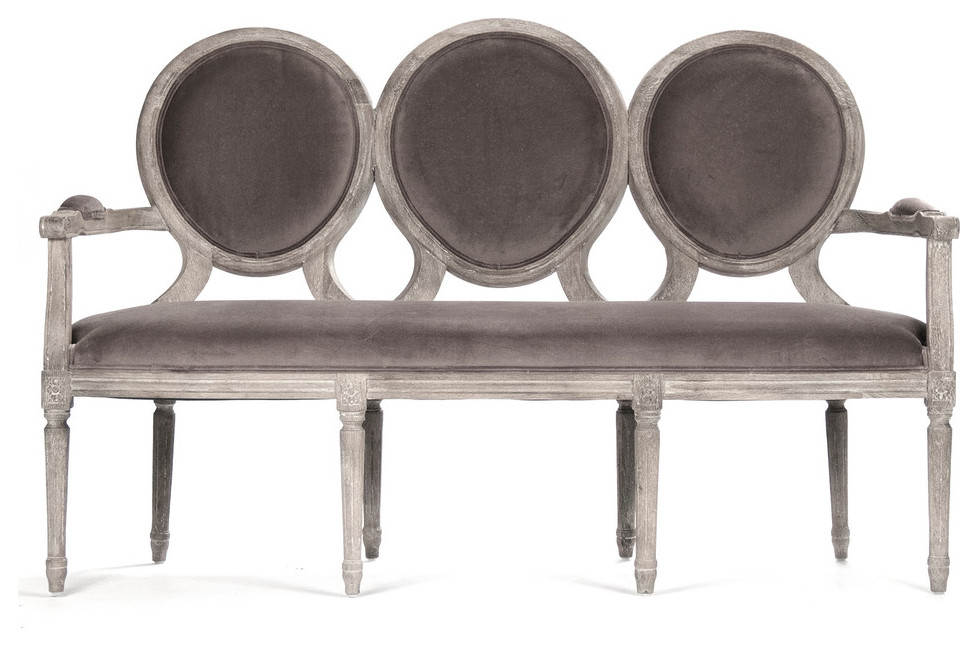 Medallion Settee  Brown Velvet   Traditional   Sofas   by HedgeApple  Houzz