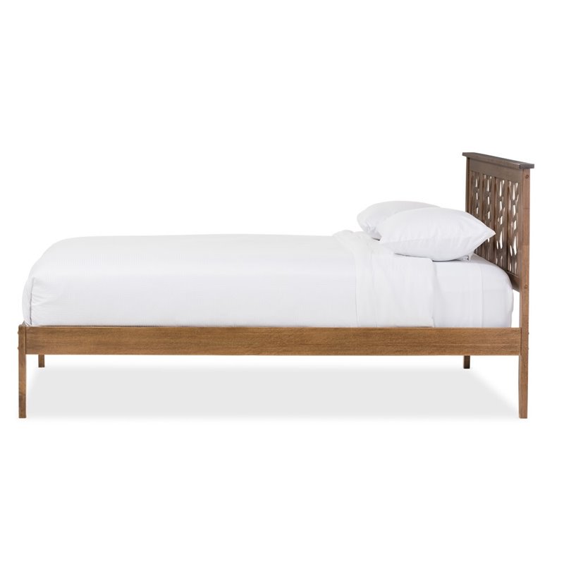 Baxton Studio Trina Contemporary Tree Branch Inspired Walnut Wood Platform Bed, Queen