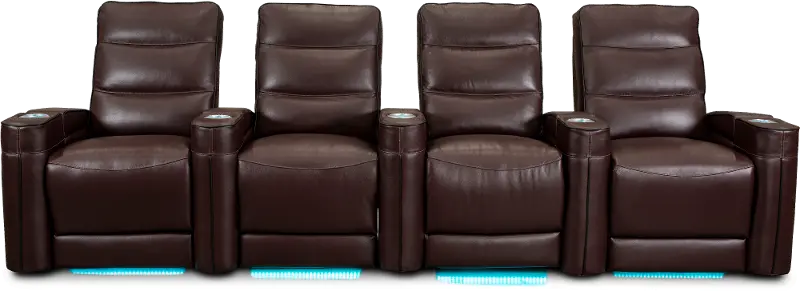 Beckett Wine Red Leather-Match 4 Piece Home Theater Seating