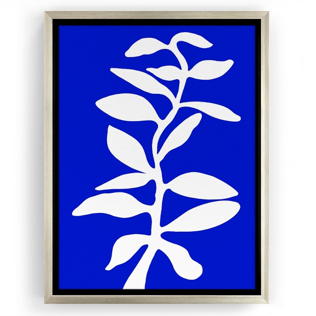 Americanflat Blue Stem By Louise Robinson Floating Canvas Frame Modern Wall Art Decor