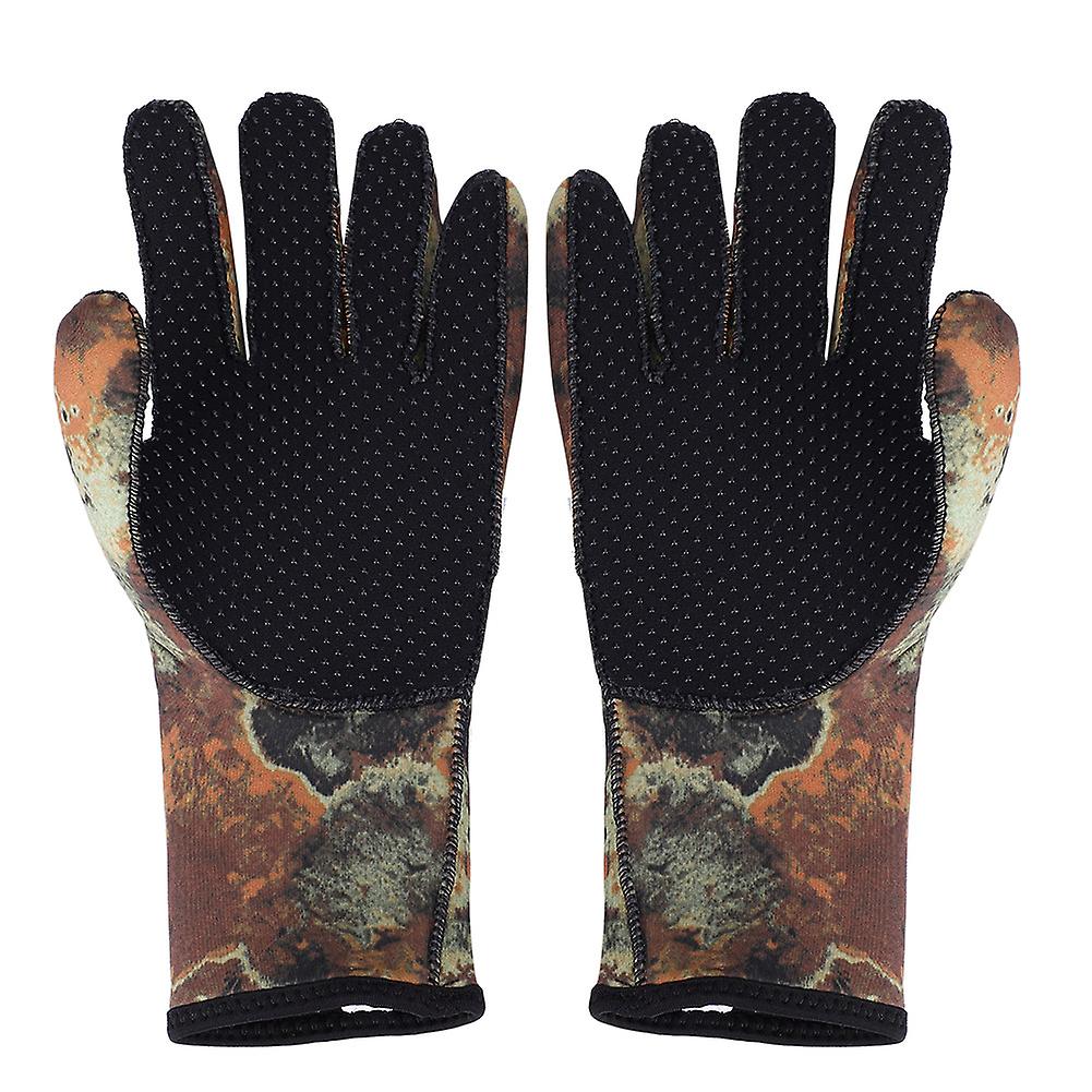 Hisea Diving Gloves Warm Winter Swimming Anti-skid Protection Snorkel Equipment (l， Camouflage)