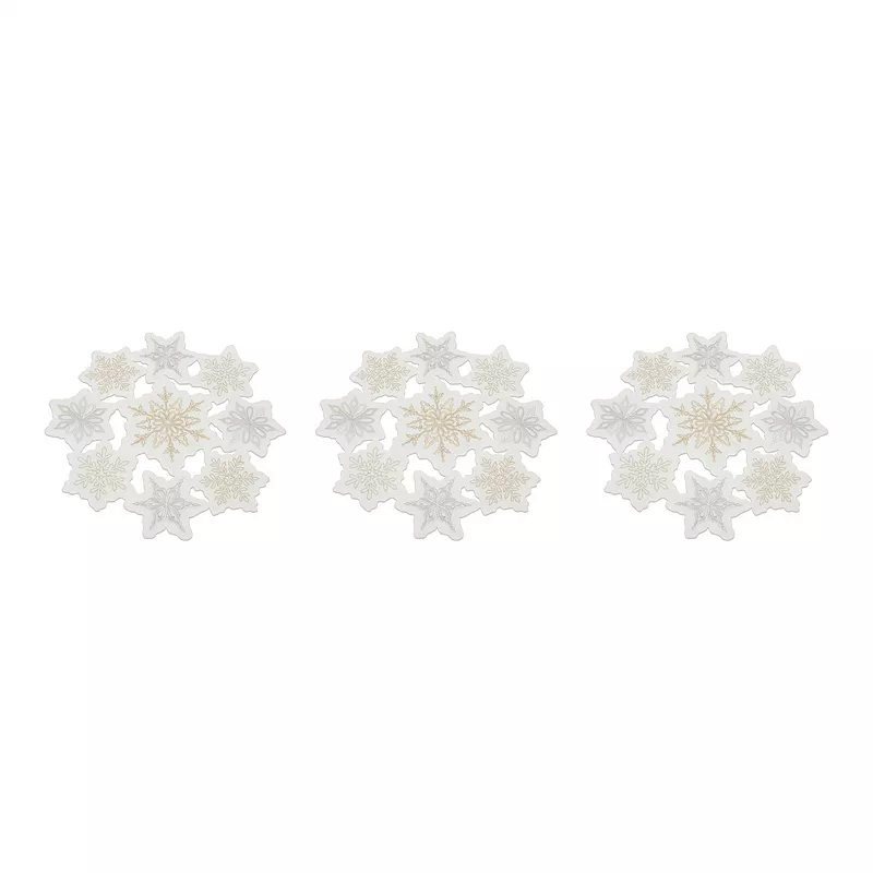 Embroidered Snowflake Doily (set Of 3)