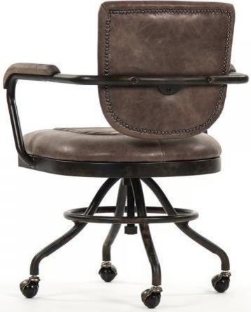 Arm Chair PETRA Ebony Chocolate Black Brown Iron Leather Tabac   Industrial   Armchairs And Accent Chairs   by EuroLuxHome  Houzz