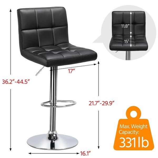 2PCS Faux Leather Adjustable Bar Stools for Home