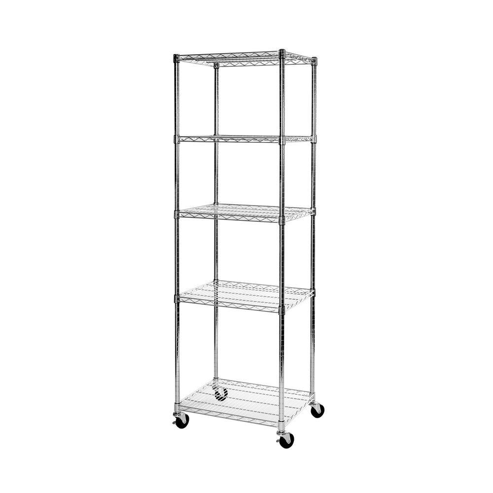 Seville Classics UltraDurable Silver 5-Tier NSF-Certified Steel Wire Garage Storage Shelving Unit (24 in. W x 75 in. H x 18 in. D) WEB570