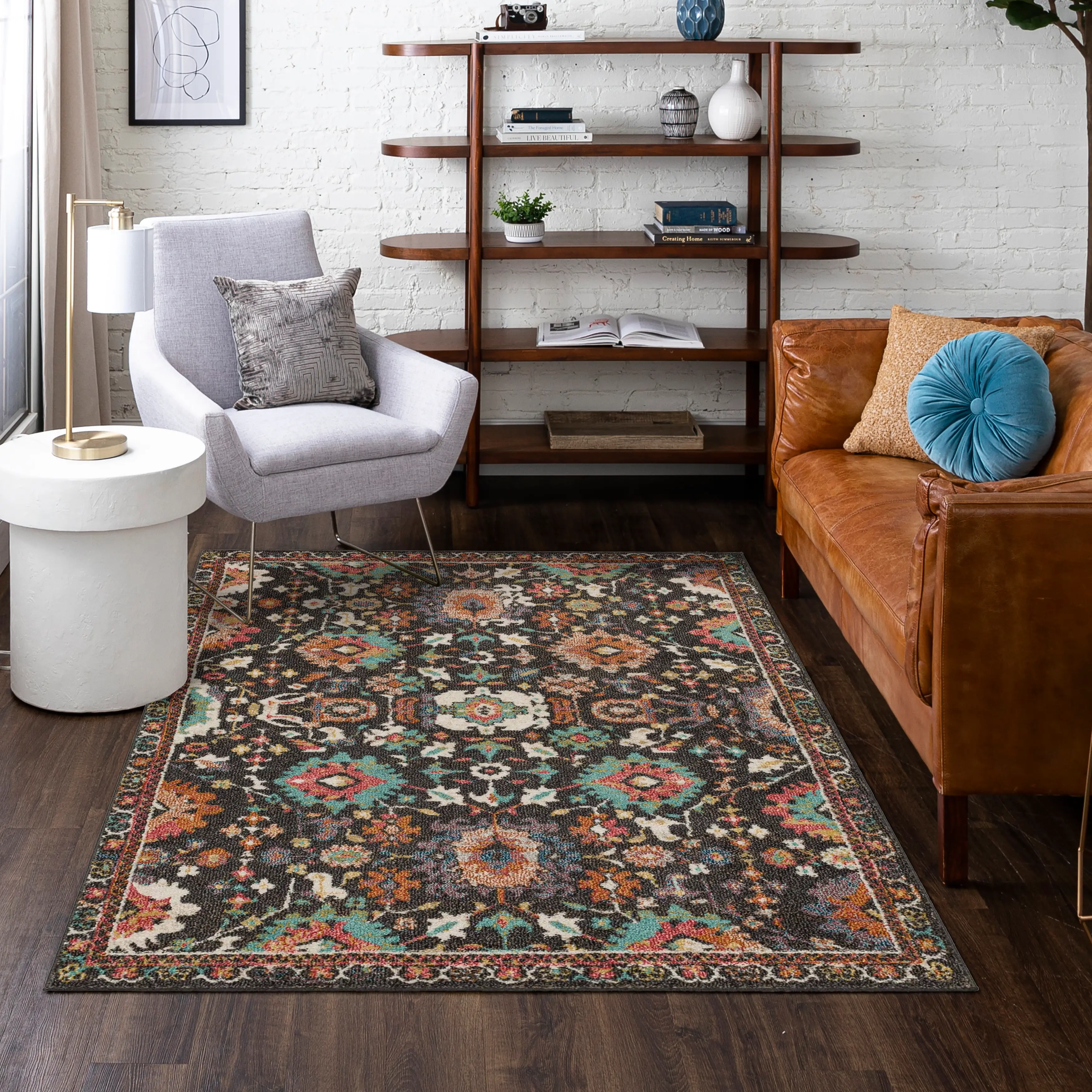 Whimsey 5 x 8 Martin Black Multicolor Area Rug