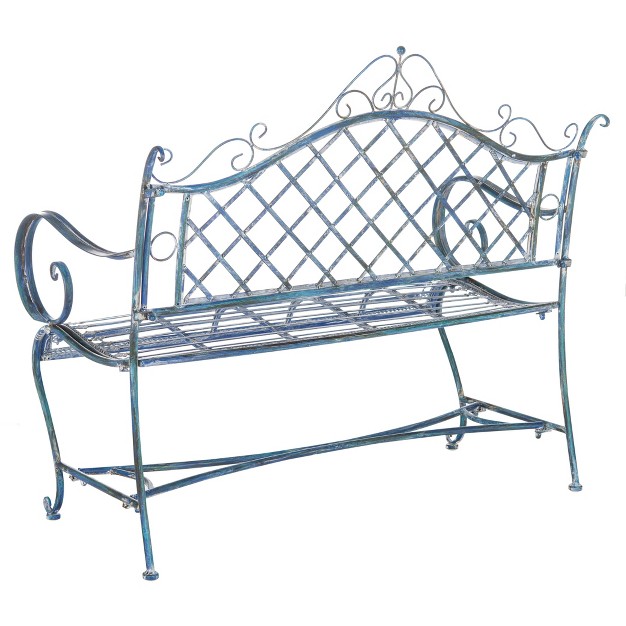 Abner Wrought Iron 45 75 Inch W Outdoor Garden Bench Safavieh