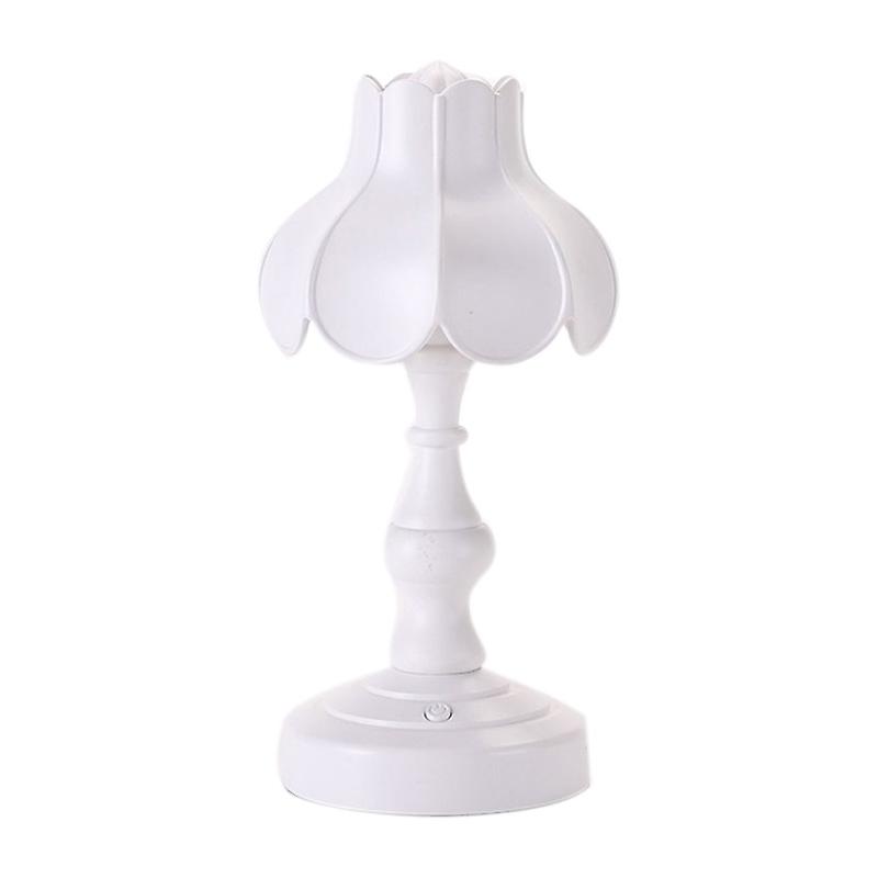 Desk Lamp Retro Lotus Leaf Ingenious Lovely 3 Light Sources Small Table Night Lamp for Girls Bedroom White