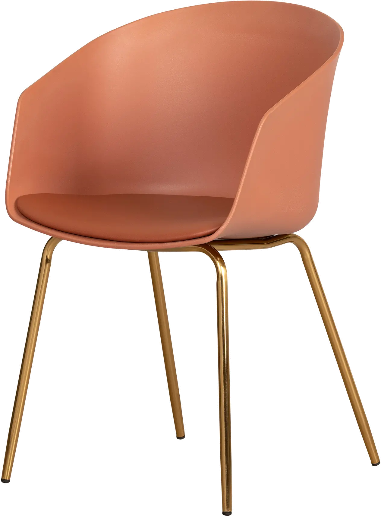 Flam Orange Chair with Gold Metal Legs