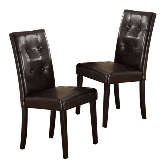 Set of 2pc Chairs Breakfast Dining Dark Brown PU /...