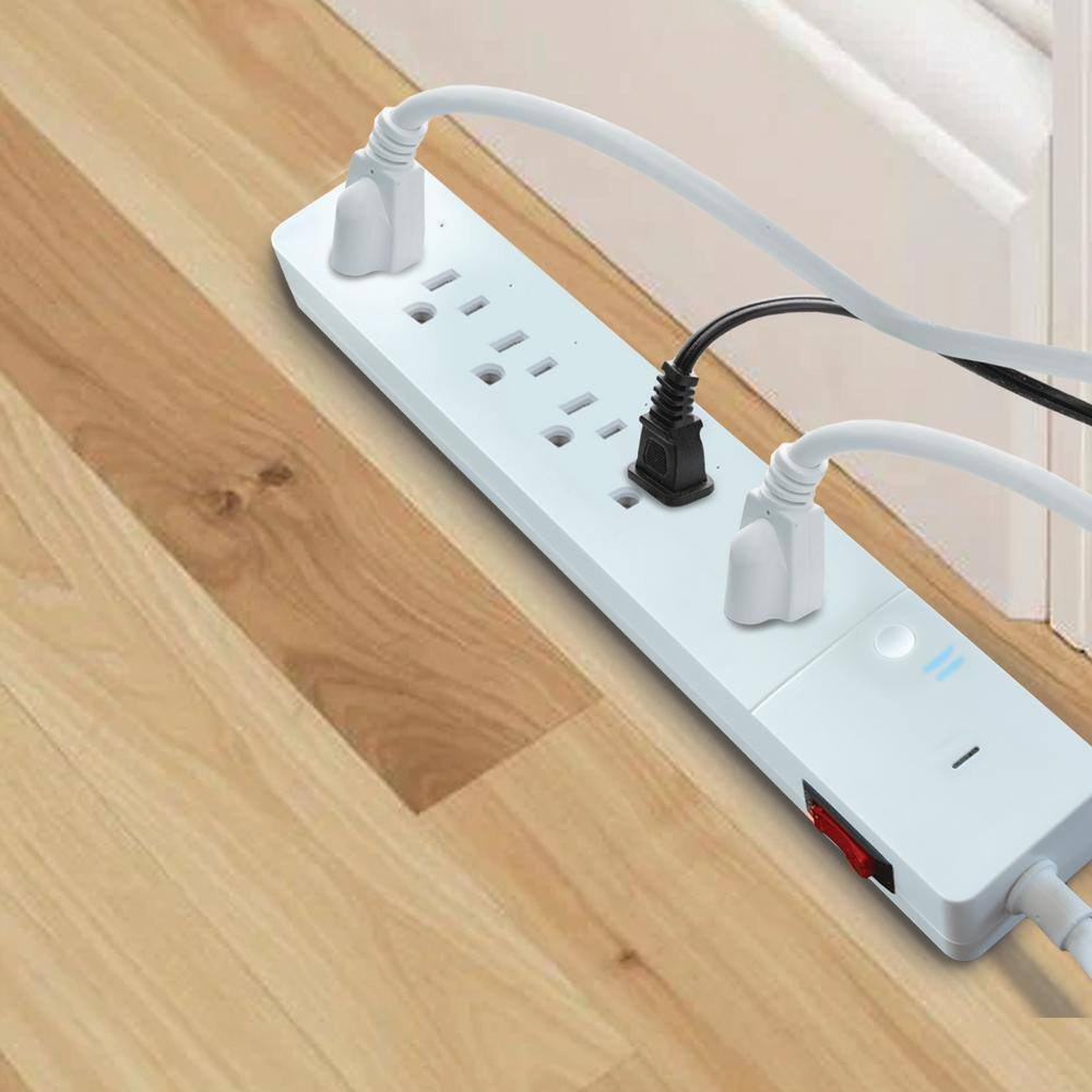 Energizer Smart Wi-Fi 6-Outlet Smart Surge Protector 1200 Joules Works With AlexaSiriGoogle EIS3-1004-WHT