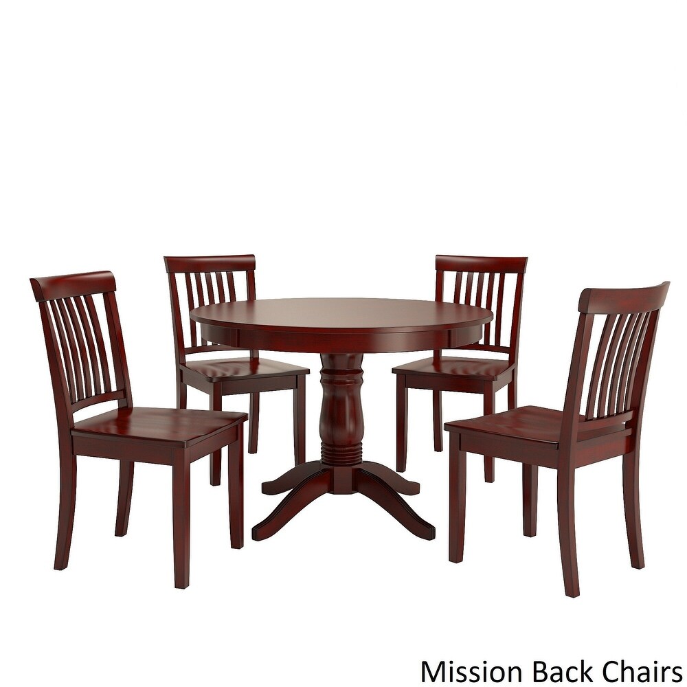 Wilmington II Round Pedestal Base Antique Berry Red 5 Piece Dining Set by iNSPIRE Q Classic