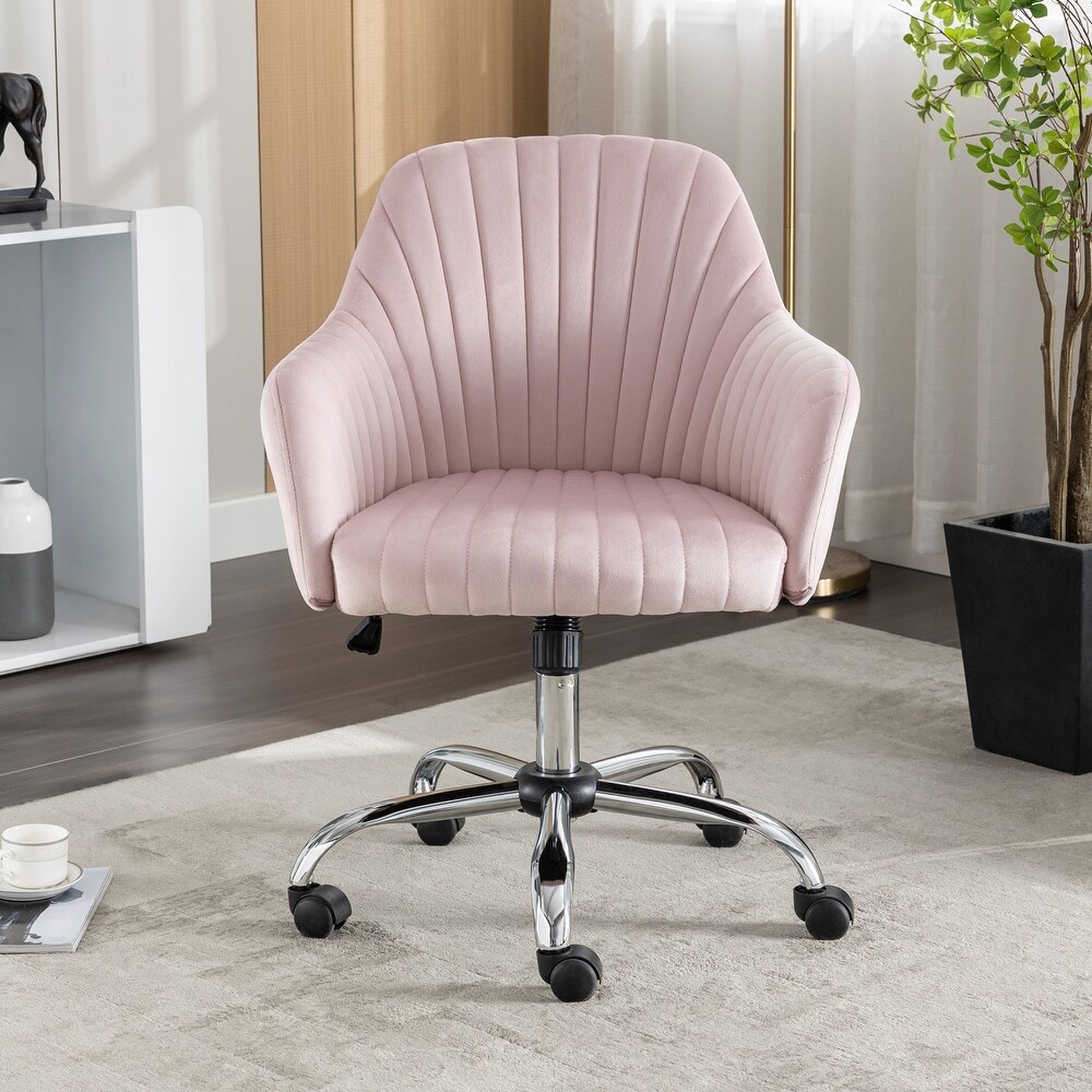 Modern Velvet Office Leisure Chair with Adjustable Height and Casters