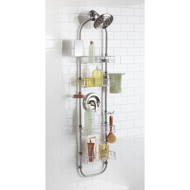 Mdesign Metal Bathroom Shower Caddy Station Brushed Stainless Steel