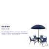 Flash Furniture Nantucket 6 Piece Navy Patio Garden Set with Umbrella Table and Set of 4 Folding Chairs