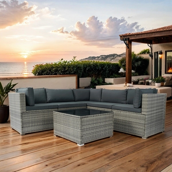 Grey AllWeather Sectional Sofa Outdoor Furniture Set