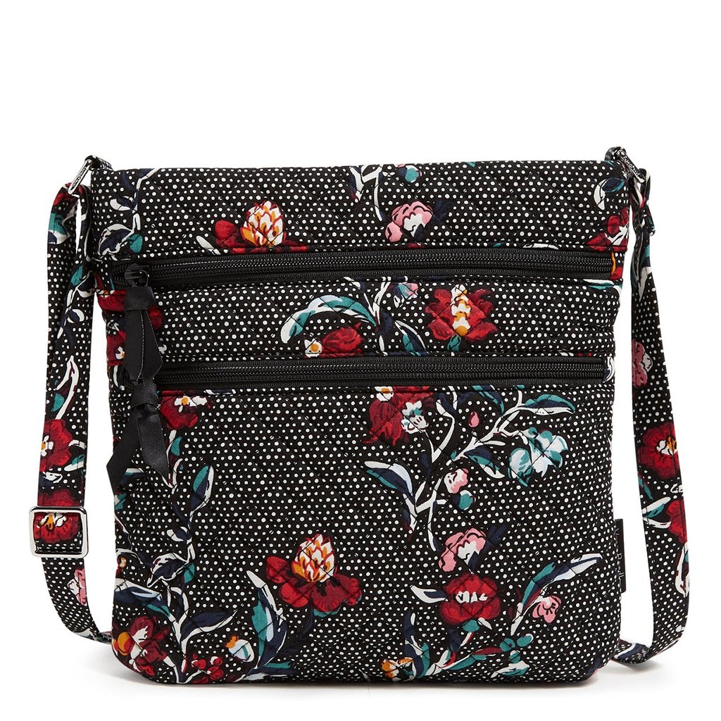 Vera Bradley  Triple Zip Hipster Crossbody Bag in Perennials Noir Dot