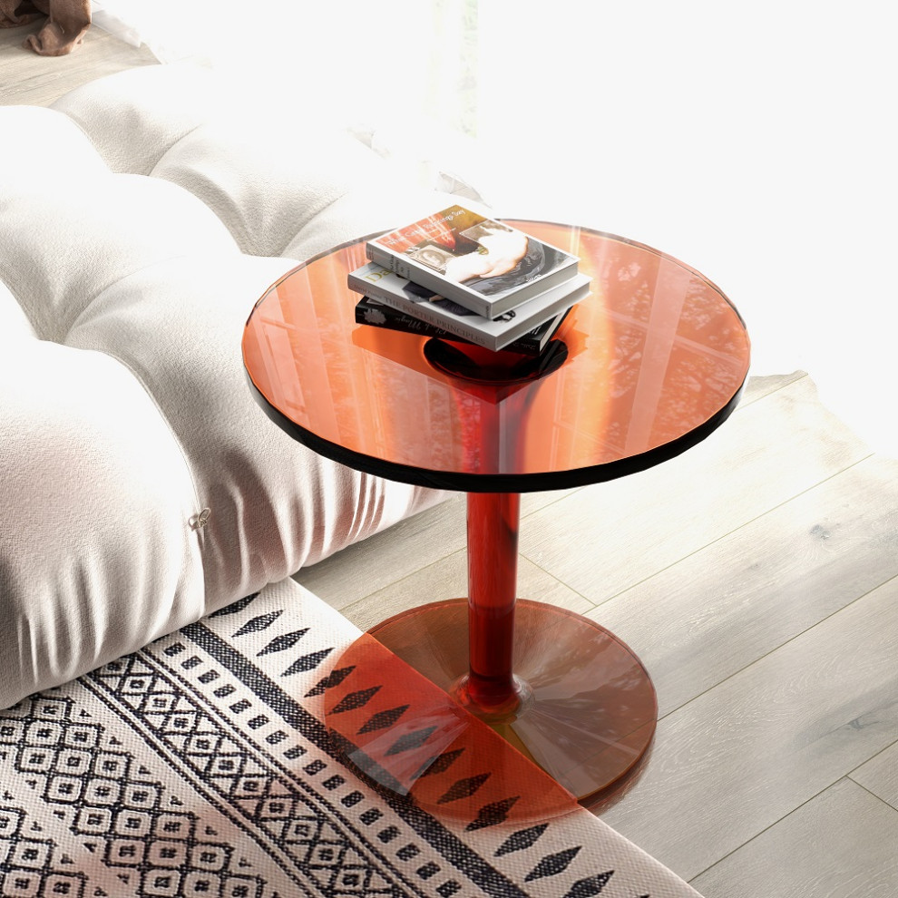 Acrylic End Table Amber Modern Accent Table Clear Round Side Table   Contemporary   Side Tables And End Tables   by Homary International Limited  Houzz