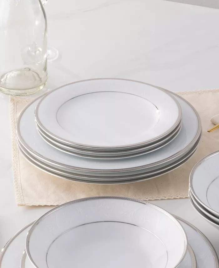 Noritake Regina Platinum Set of 4 Dinner Plates Service For 4